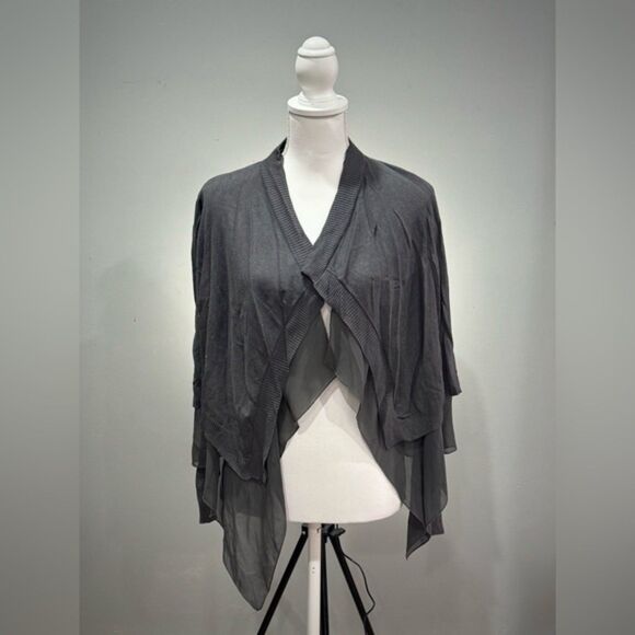SALE! Gray Kenneth Cole Open Mixed Media Cardigan Size M EUC - Picture 1 of 5